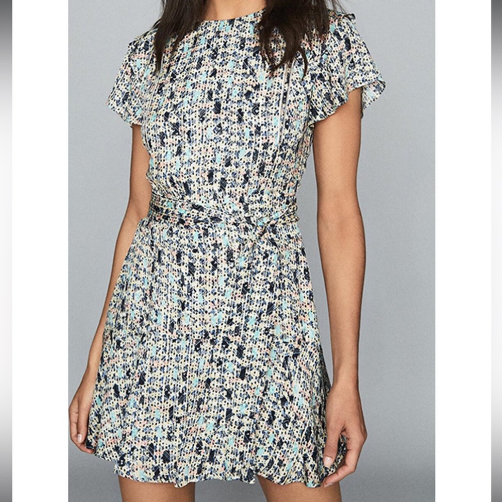 Reiss Bethan Multi Ditsy Ruffle Dress Size 2. Excellent Condition. Worn Once.